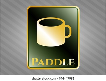  Shiny emblem with coffee cup icon and Paddle text inside