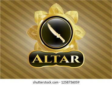  Shiny emblem with combat knife icon and Altar text inside