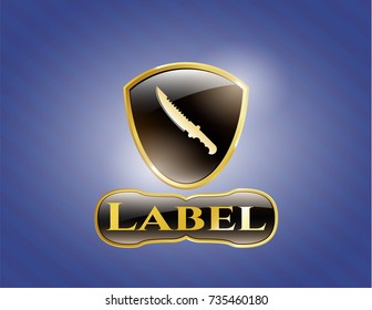  Shiny emblem with combat knife icon and Label text inside