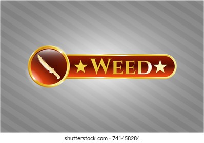  Shiny emblem with combat knife icon and Weed text inside