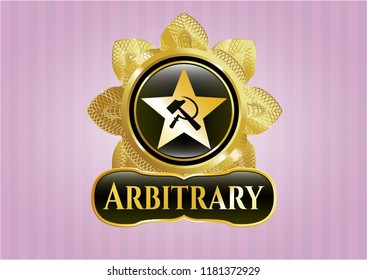  Shiny emblem with communism icon and Arbitrary text inside