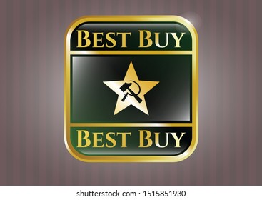  Shiny emblem with communism icon and Best Buy text inside