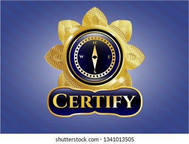  Shiny emblem with compass icon and Certify text inside