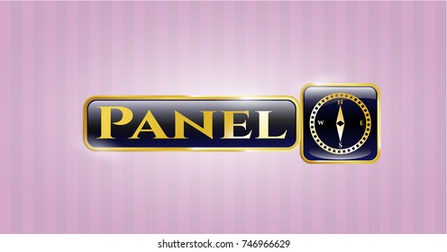  Shiny emblem with compass icon and Panel text inside