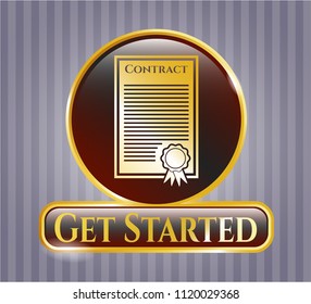  Shiny emblem with contract icon and Get Started text inside