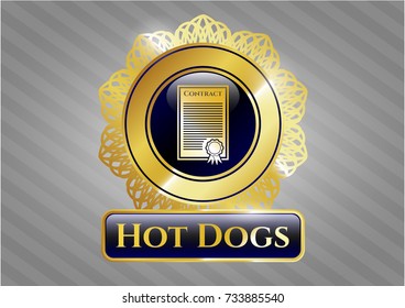  Shiny emblem with contract icon and Hot Dogs text inside