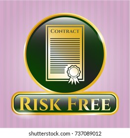  Shiny emblem with contract icon and Risk Free text inside