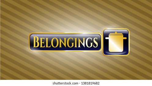  Shiny emblem with cooking pot icon and Belongings text inside