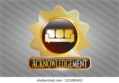  Shiny emblem with couch icon and Acknowledgement text inside