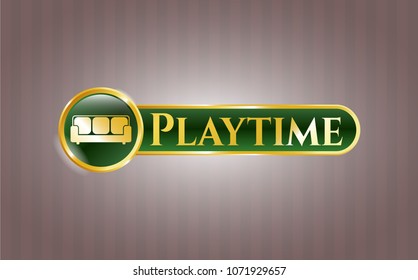   Shiny emblem with couch icon and Playtime text inside