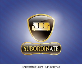  Shiny emblem with couch icon and Subordinate text inside