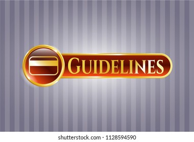  Shiny emblem with credit card icon and Guidelines text inside