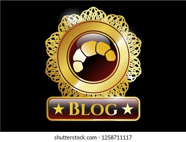 Shiny emblem with croissant icon and Blog text inside