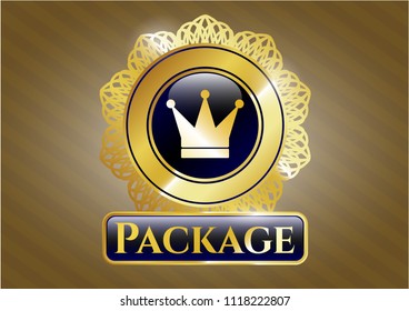  Shiny emblem with crown icon and Package text inside
