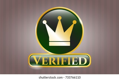  Shiny emblem with crown icon and Verified text inside