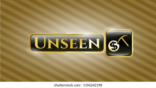  Shiny emblem with cryptocurrency mining icon and Unseen text inside