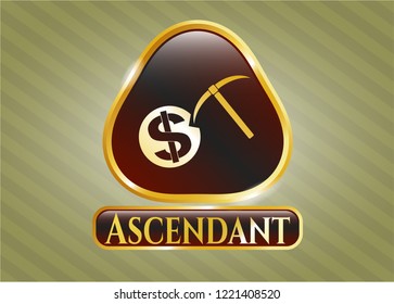  Shiny emblem with cryptocurrency mining icon and Ascendant text inside