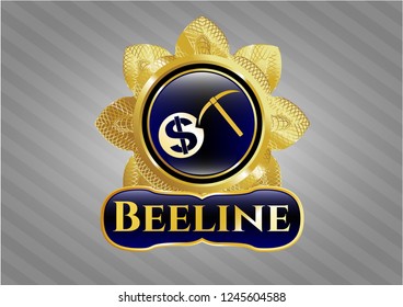  Shiny emblem with cryptocurrency mining icon and Beeline text inside