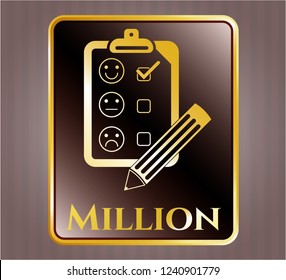  Shiny emblem with customer feedback icon and Million text inside