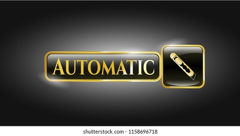  Shiny emblem with cutter icon and Automatic text inside
