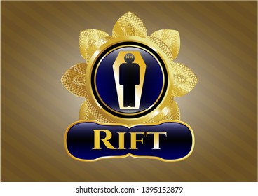  Shiny emblem with dead man in his coffin icon and Rift text inside