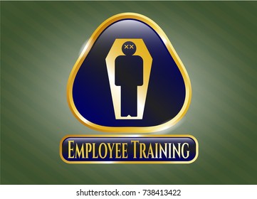  Shiny emblem with dead man in his coffin icon and Employee Training text inside