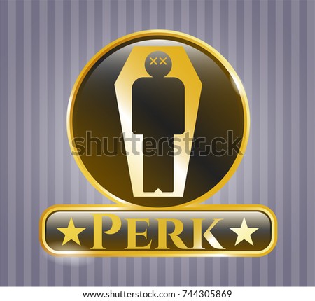  Shiny emblem with dead man in his coffin icon and Perk text inside