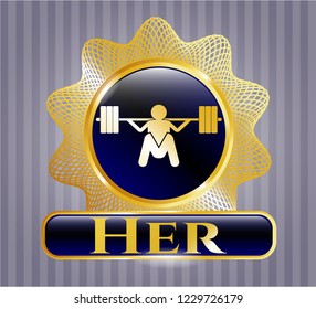  Shiny emblem with deep squat icon and Her text inside