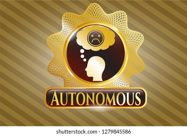  Shiny emblem with depression icon and Autonomous text inside