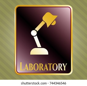  Shiny emblem with desk lamp icon and Laboratory text inside