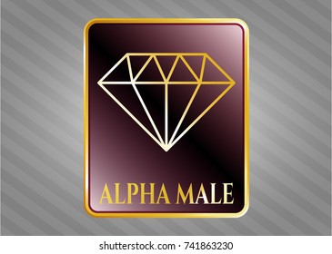  Shiny emblem with diamond icon and Alpha Male text inside