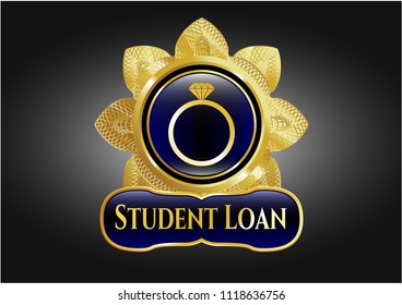  Shiny emblem with diamond ring icon and Student Loan text inside