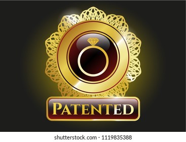  Shiny emblem with diamond ring icon and Patented text inside