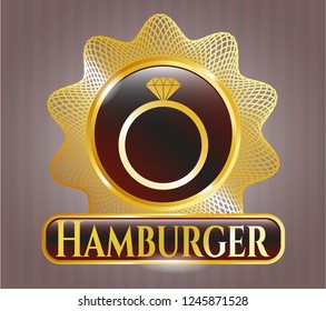  Shiny emblem with diamond ring icon and Hamburger text inside