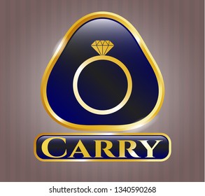  Shiny emblem with diamond ring icon and Carry text inside