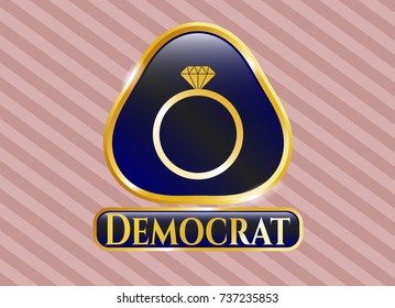  Shiny emblem with diamond ring icon and Democrat text inside