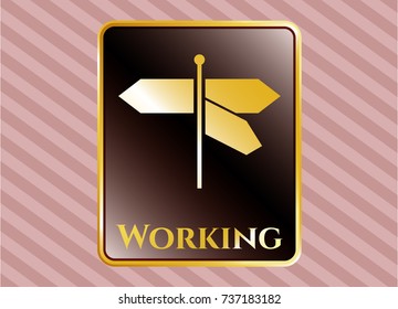  Shiny emblem with directions sign icon and Working text inside