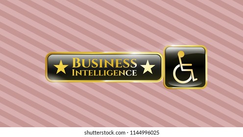 Shiny emblem with disabled (wheelchair) icon and Business Intelligence text inside