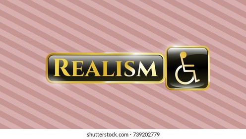  Shiny emblem with disabled (wheelchair) icon and Realism text inside