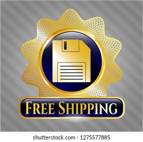  Shiny emblem with diskette icon and Free Shipping text inside