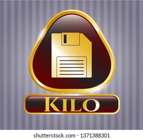 Shiny emblem with diskette icon and Kilo text inside