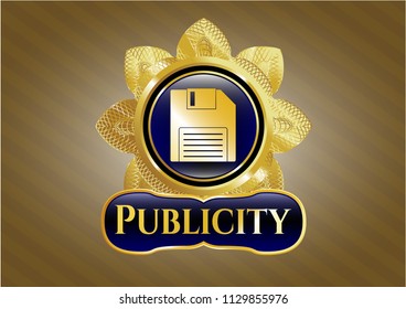  Shiny emblem with diskette icon and Publicity text inside