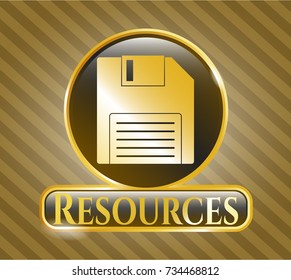  Shiny emblem with diskette icon and Resources text inside
