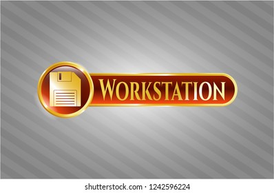  Shiny emblem with diskette icon and Workstation text inside