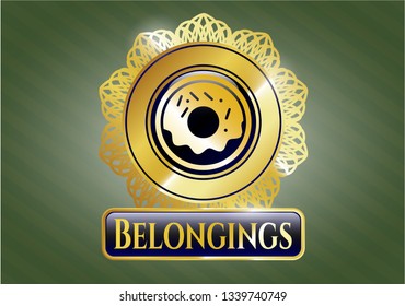 Shiny emblem with donut icon and Belongings text inside