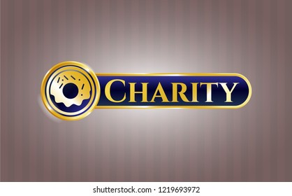  Shiny emblem with donut icon and Charity text inside