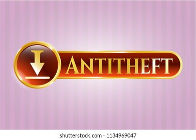 Shiny emblem with download icon and Antitheft text inside