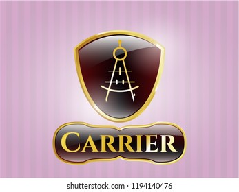  Shiny emblem with drawing compass icon and Carrier text inside
