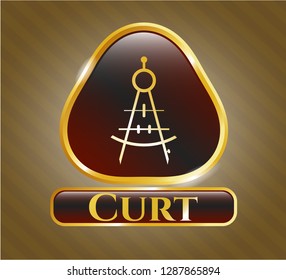  Shiny emblem with drawing compass icon and Curt text inside