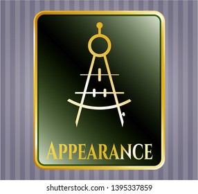  Shiny emblem with drawing compass icon and Appearance text inside